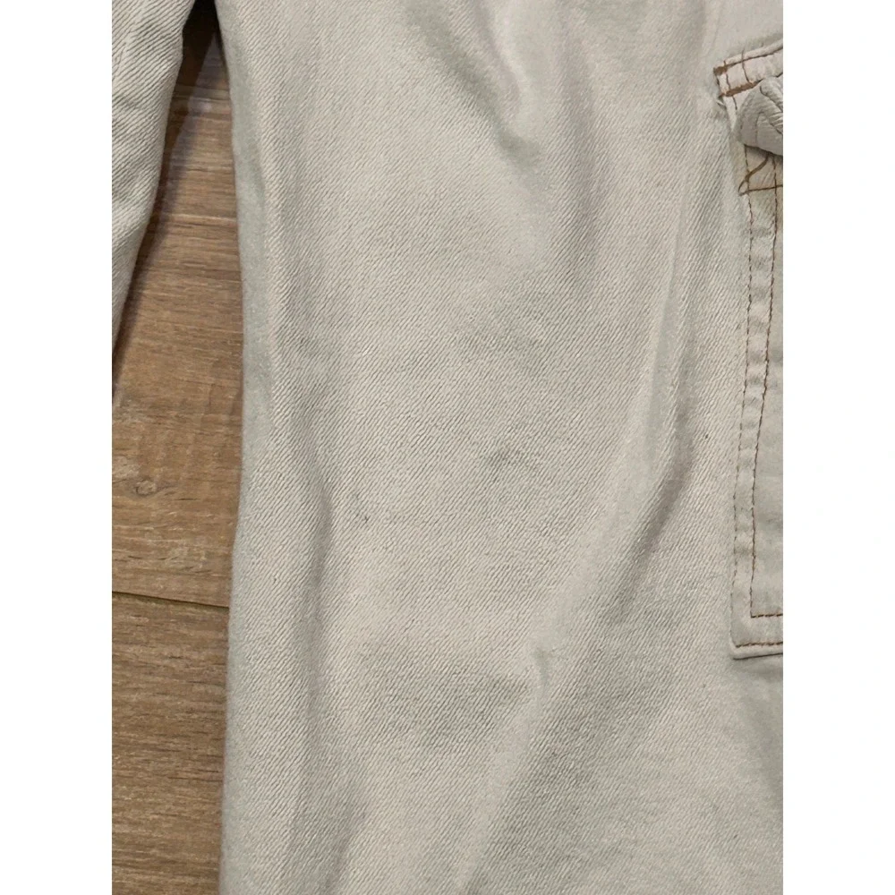 SONG Cargo Street Jean Off White Wide Leg Utility Pants Womens 9/29 Cream Denim‎